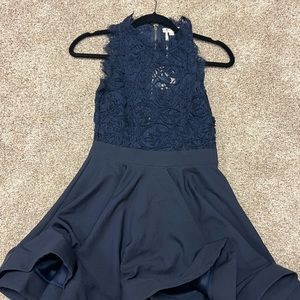 High neck mini dress